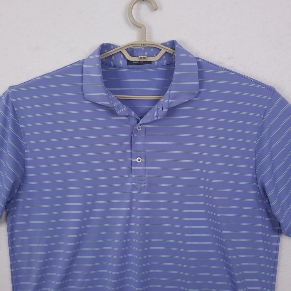 Turtleson Polo Shirt Mens XL Purple PGA National Striped Performance Golf Tee